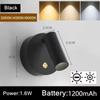 LED Bedroom Wall Light With Touch Switch USB Rechargeable Black White Magnet Magnetic Base Dimmable For Bedside Study Reading