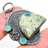 Natural K2 Blue Azurite,Chalcedony Stone 925 Sterling Silver Pendant 1.85" N4Q36