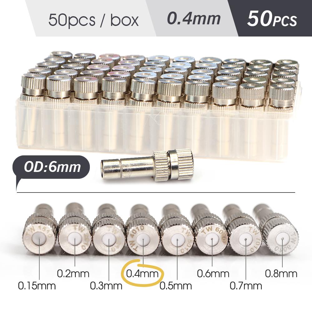 0.15-0.8mm Low-pressure Misting Nozzle 6mm Atomization Sprayer Quick Push Slip Lock for Garden Irrigation Humidification Cooling