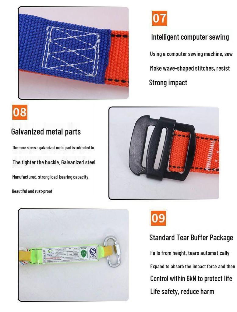 Европейская пятиточечная страховочная привязь для электрика с двойным крюком.