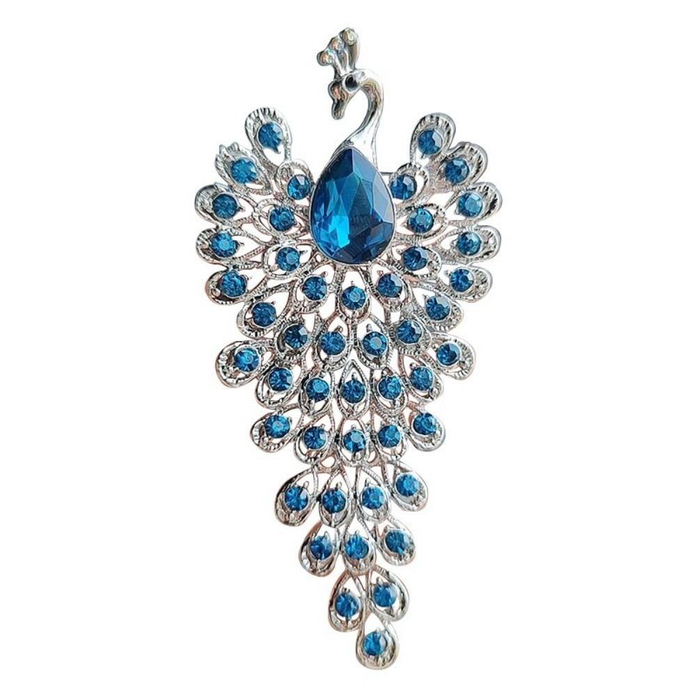 Exquisite Phoenix Brooch Clip Crystal Chest Flower Pin Vintage Peacock Badge Pin For Suits