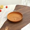 Imitation Wood Grain Tray Round Plastic Tray Dinner Tray Tea Tray Household Water Cup Storage Tray Cake Tray Fruit Tray