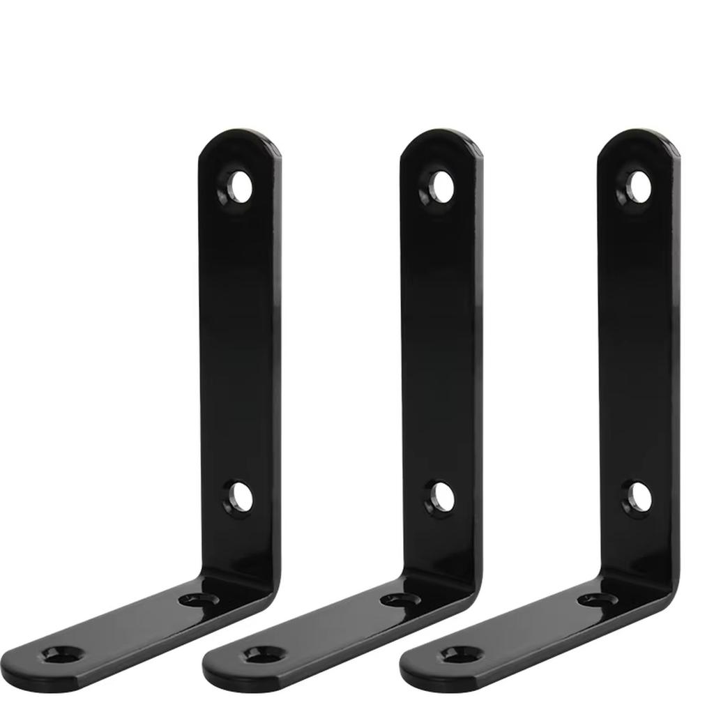 Угловой кронштейн L-образной формы из железа, черного цвета, для деревянной полки, сверхпрочный, для настенной полки