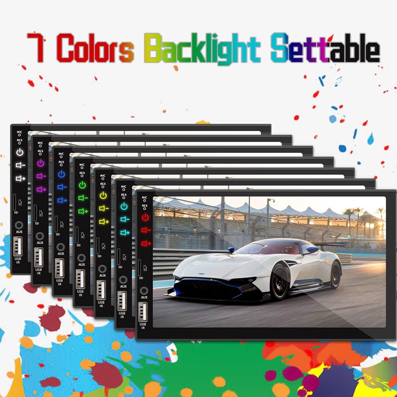 Hippcron Car Radio MP5 Player 1 Din Bluetooth HD 7" Touch Screen Stereo 12V FM ISO Power Aux Input SD USB With / Without Camera