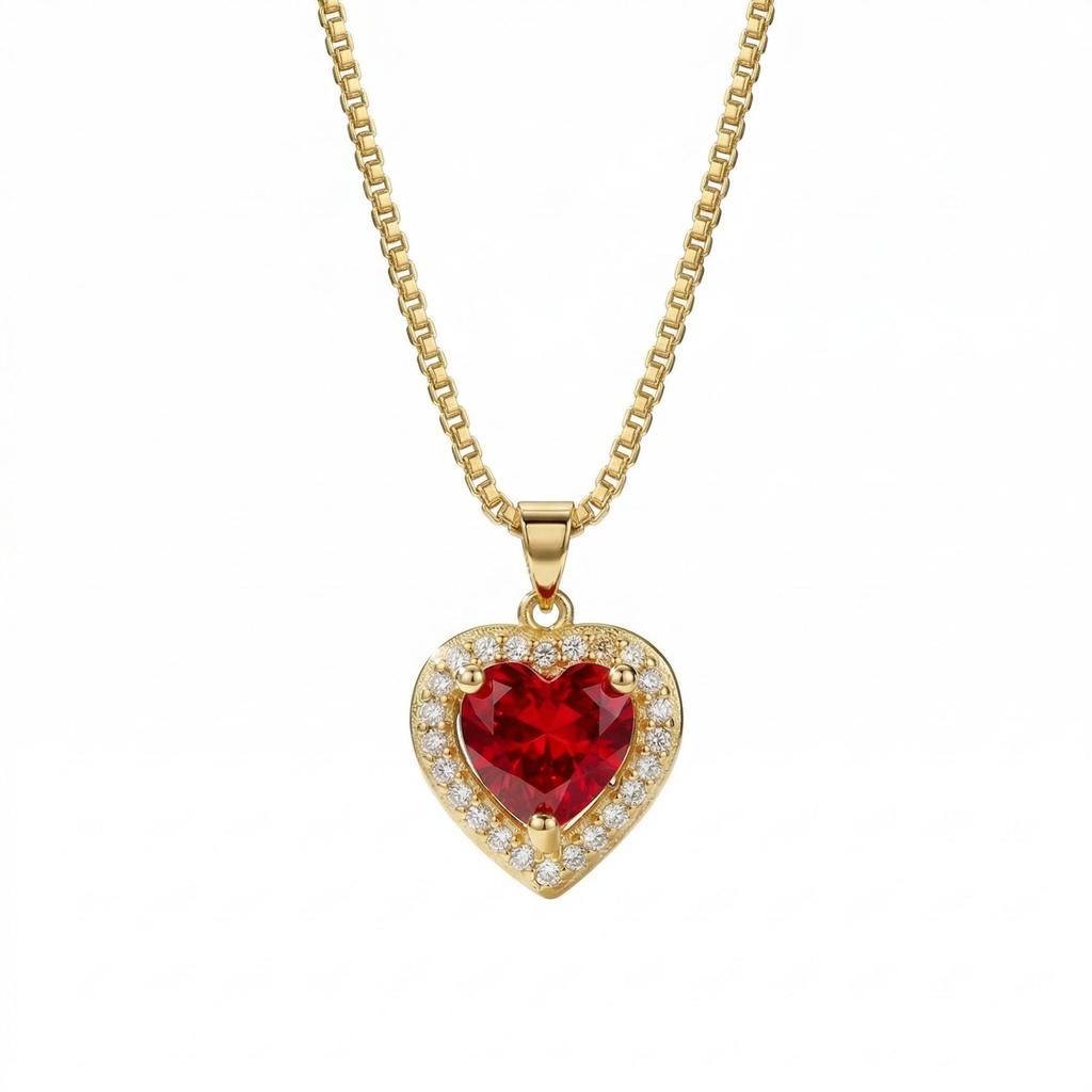 European and American popular love necklace women's copper inlaid synthetic zircon heart pendant collarbone chain heart of the ocean jewelry