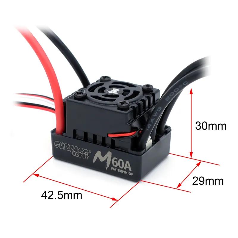 Surpass Hobby Rocket 3650 Waterproof Brushless Motor M 60A ESC Electronic Speed Control Combo for 1/10 RC Car Boat Accessories