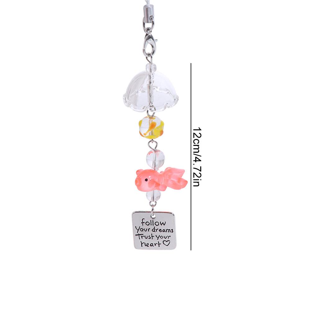 Bag Hanging Goldfish Bead Keychain Car Decor Key Ring Cute Bead Phone Chain Students