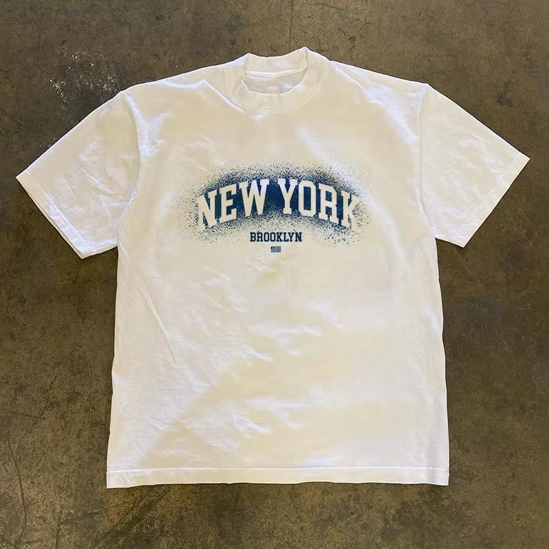 Loose Fit Cotton T-Shirt Unisex Short Sleeve Retro Style Printed Graphic Tee Breathable Summer Wear for Men and Women