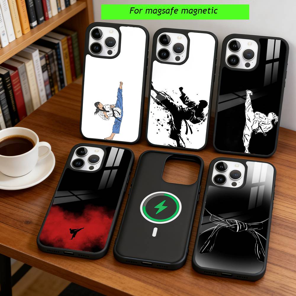H-Красивый чехол для телефона Taekwondo для iPhone 17, 16, 15, 14, 13, 12, 11 Plus, Pro, магнитный для Magsafe, беспроводная зарядка