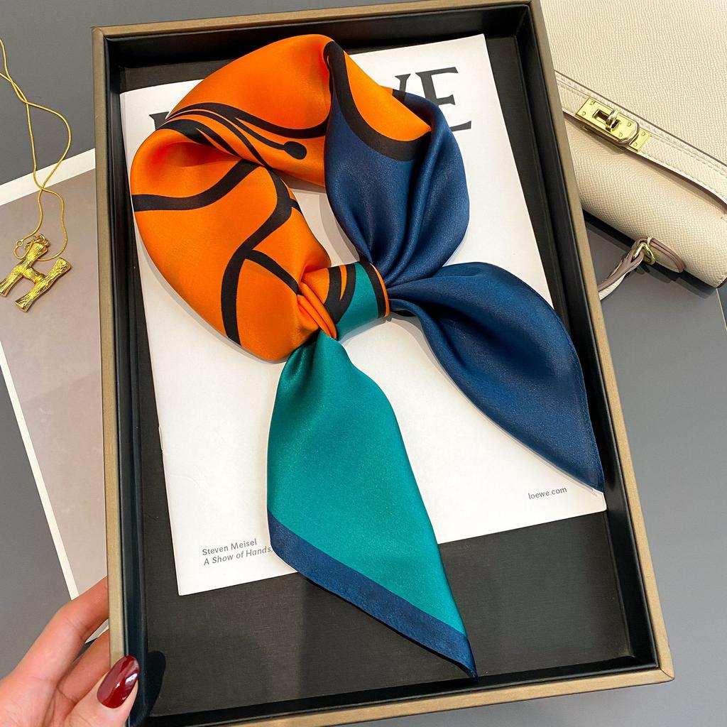 Модные шарфы для женщин шаль с цветочным принтом шелковый атласный хиджаб шарф женский 70*70см роскошный бренд квадратные шали шарфы для леди