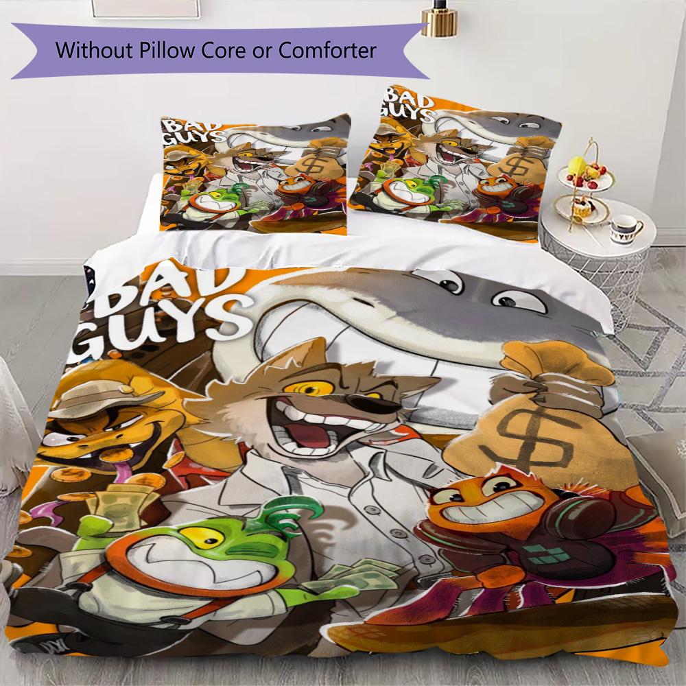 The Bad Guys Pattern Bedding,Quilt Set Quilt Cover Pillowcase Home Birthday Gift (1*duvet cover+2*pillowcase,without core)XSJT0917341