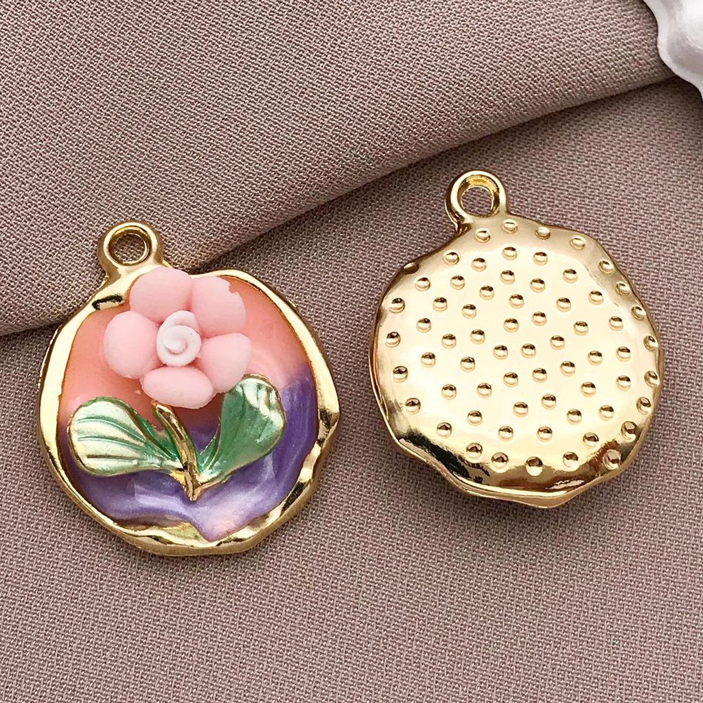 Французский Ретро Роскошный Набор Эмалевых Серьг и Ожерелья: Сад Моне Масляная живопись Дизайн цветов