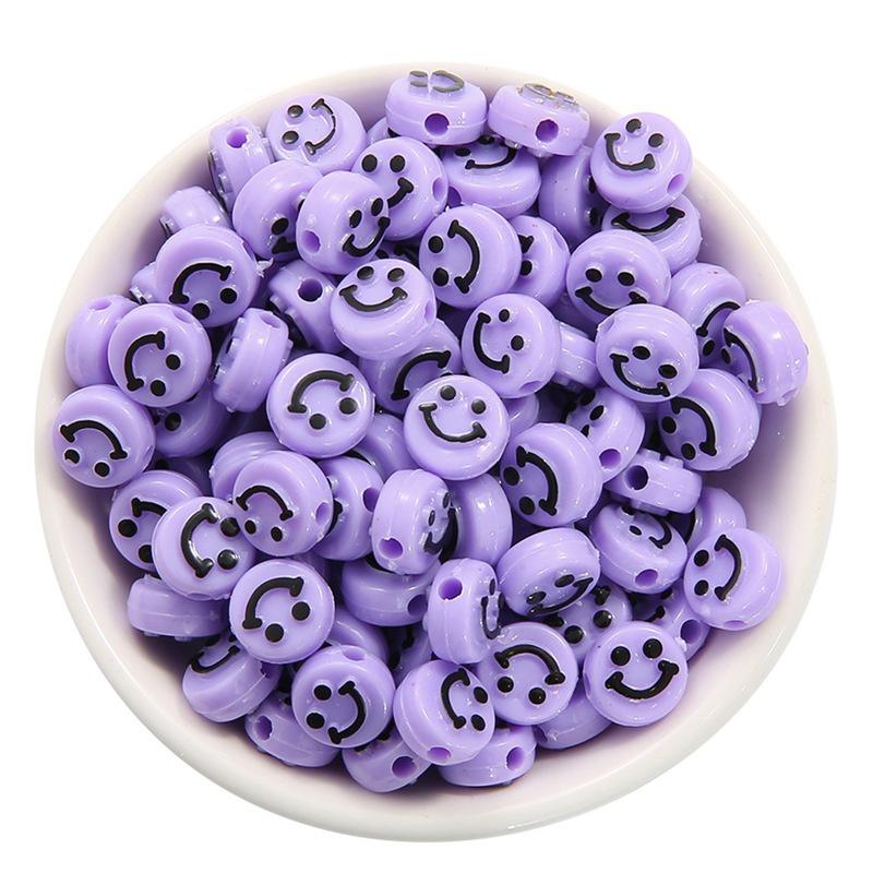 50/200 шт./лот 10 мм бусины со смайликами овальной формы акриловые разнесенные бусины для изготовления ювелирных изделий DIY подвески браслет ожерелье