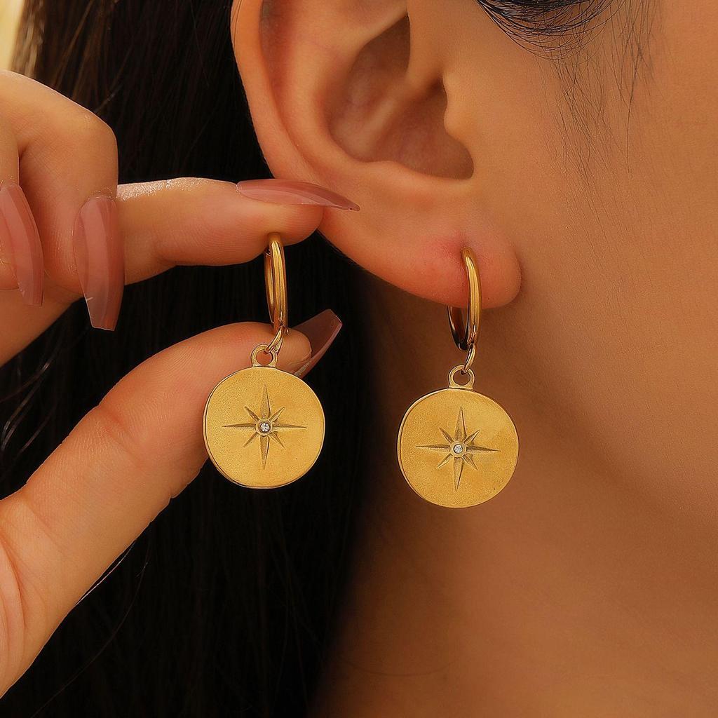 Изысканная Мода Универсальные Минималистичные Геометрические Серьги-Подвески Овальной Формы в Виде Сердца из Нержавеющей Стали для Женщин