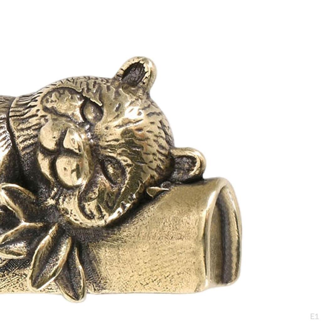 Brass Panda Figurine Sculpture Miniature Statue Decorative Hand Craved Ornament Tea Pet for Shelves