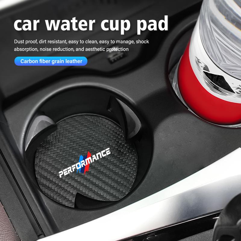 2pcs Car Coaster Carbon Water Cup Slot Non-Slip Pad Bottle Mat For BMW X1 X3 X4 X5 X7 G20 G38 F20 F39 F48 E46 E60 E36 E39