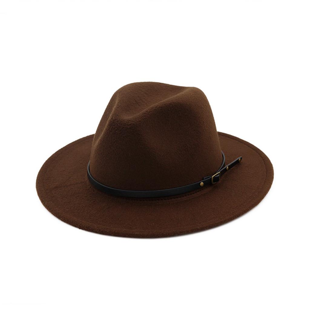 Женская шерстяная шляпа Outback, панамская шляпа, широкая женская шляпа Fedora с пряжкой на ремне