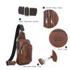 CONTACT'S  Genuine Leather Chest Bag Casual Crossbody Bag Travel Shoulder Backpack Men's Leather Multifunctional Bag