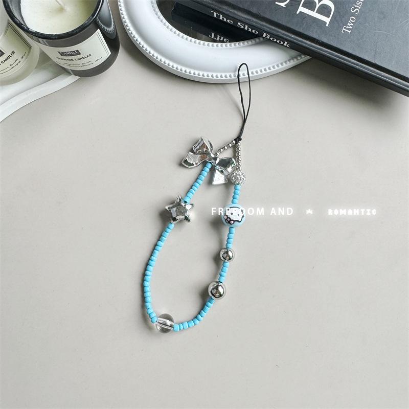 Cute Phone Charms Beaded Strap Cellphone Keychain Bear Butterfly Heart Cool Charm for Bag Keyring Camera Pendants Decor