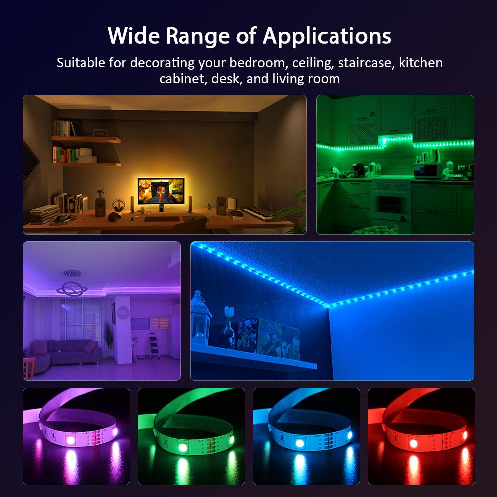Светодиодная лента WIFI RGB 5050 Bluetooth длиной 1–10 м с USB-кабелем, синхронизацией музыки, гибкая лента 5 В, умная лампа Alexa для декора комнаты для вечеринок