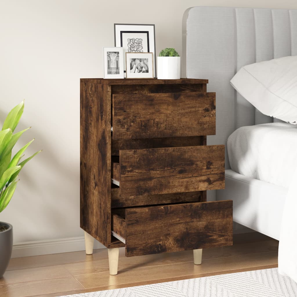 Nightstand Smoked Oak 40 x 35 x 70 cm Wood Based Material