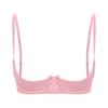 Women Sexy See Through Satin Half Cup Bralette Padded Underwire Shelf Bra Tops
