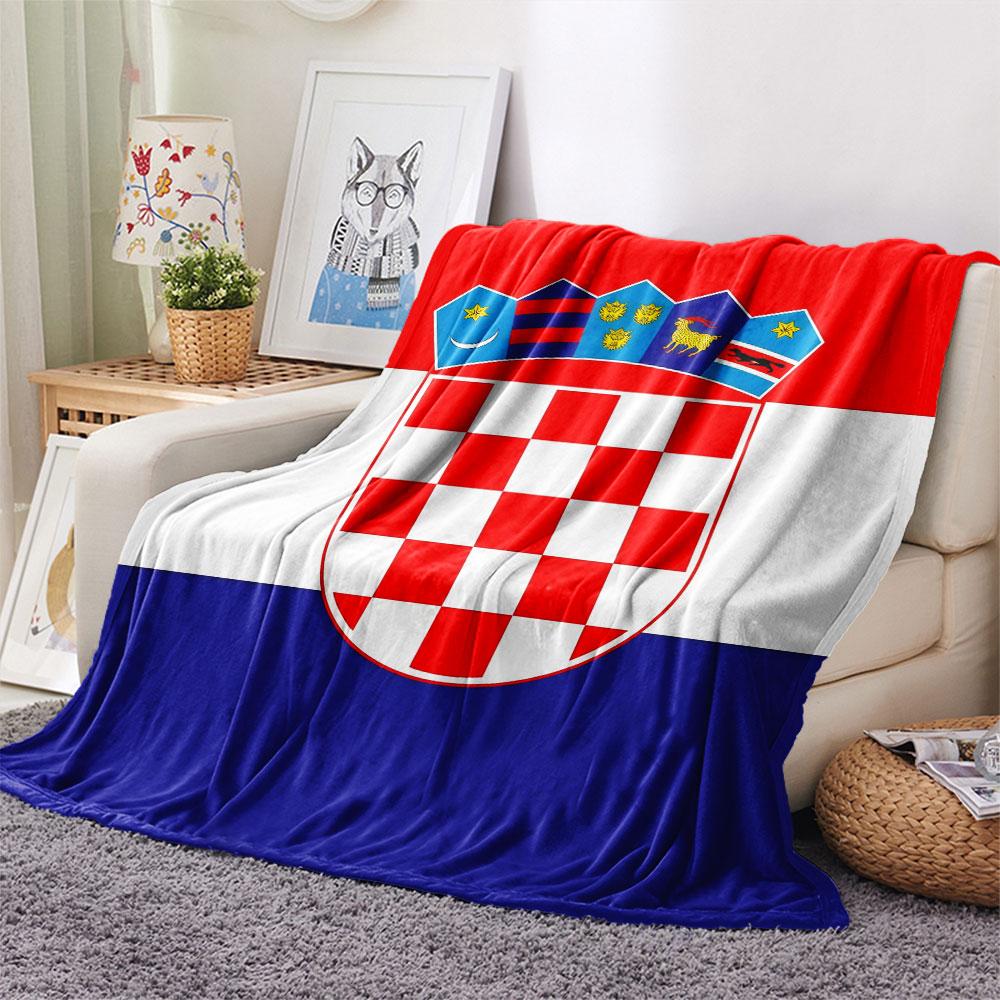 Croatia National Football Team Printed Flannel Blanket, soft throw for bedroom sofa, washable, Christmas present, great gift.