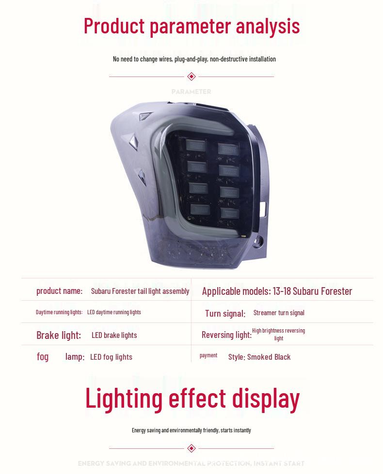 LED Taillight Assembly for 13-18 Subaru Forester: Driving, Brake, Reverse, Turn Signal