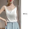 DAYCLOSET Двойной крест tops2133 Женская майка, Атласный блеск, Бретели, Спина, Легкая, Весна/Лето, (JP, Алфавит, S, Стандартный, Белый)