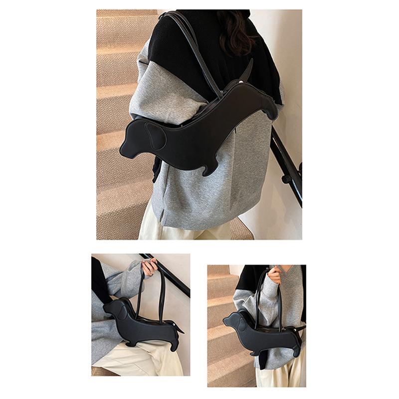 Смешная сумка-тоут в виде собаки-таксы, женская сумка, однотонная, из ПУ кожи, на плечо, сумки-тоут, женская, милая, креативная, в японском стиле, кавайная сумка