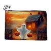 Portable Zippered Pouch Halloween Storage Bag, with Pumpkin Ghost Pattern Design, Thickened Wear Resistant Canvas Bag Cosmetic Organizer, for
