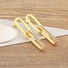 Nidin High Quality Personality Geometric Micro Inlaid Zircon Chain Earrings for Women Exquisite Temperament Retro Style Jewelry