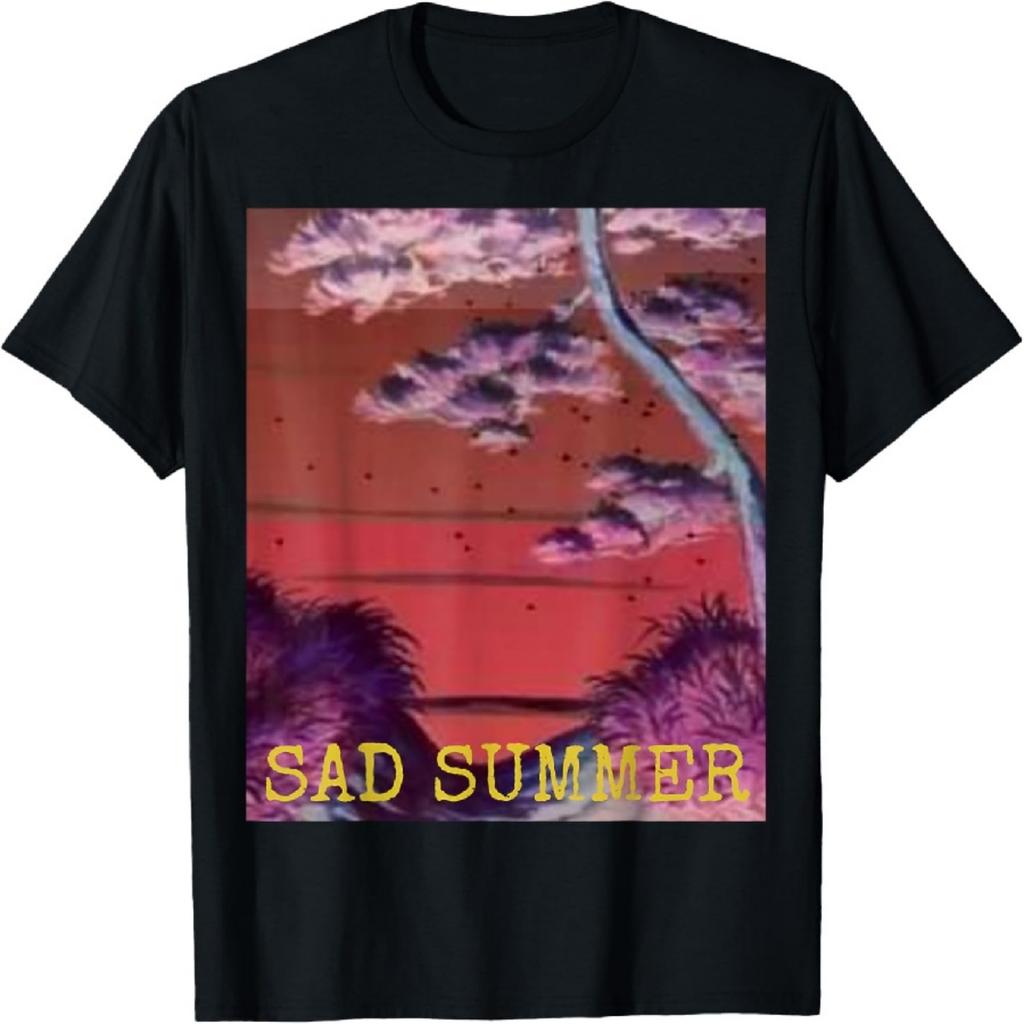 Vaporwave Японский Арт Принт Грустный Закат Депрессивный Футболка