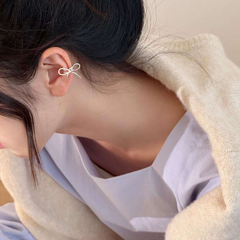 Niche Design Sense Bow Metal Ear Bone Clips Womens Gentle And Sweet Temperament Personality Fashion Universal Ears