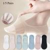 1/5 Pairs Women's Invisible Cotton Boat Socks Mesh Breathable Ankle Low Cut Silicone Non-Slip Socks