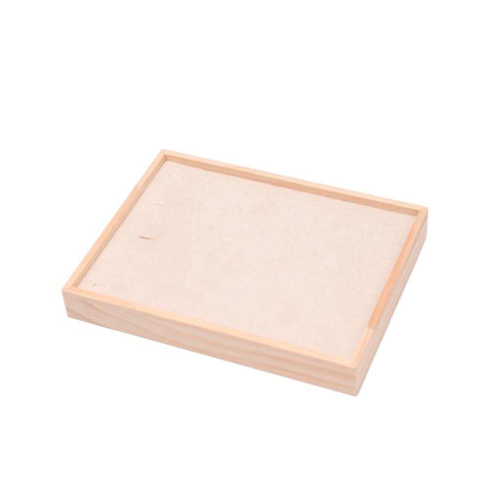 48 Grids Earrings Display Tray Velvet Ring Earring Holder Simple Wood Rings Tray Home