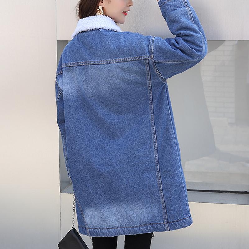 Теплая зимняя джинсовая куртка на меху, женская модная осенняя шерстяная подкладка, женские куртки-бомберы