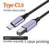 USB-C To USB 2.0 Type-B Braided Printer Cable for Laptop Printing