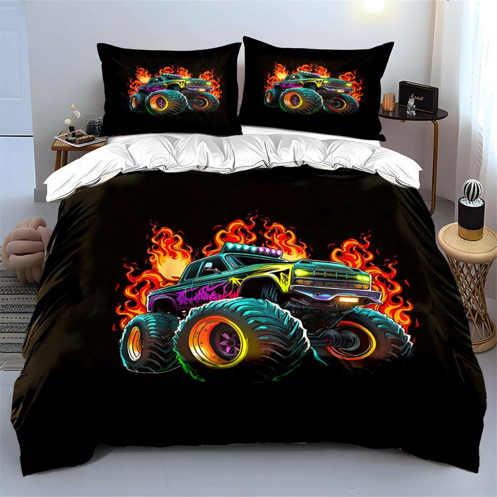 Fiery monster truck delight Bedding sets Duvet covers Pillowcases(1* Duvet Cover 2* Pillowcases without duvet insert)