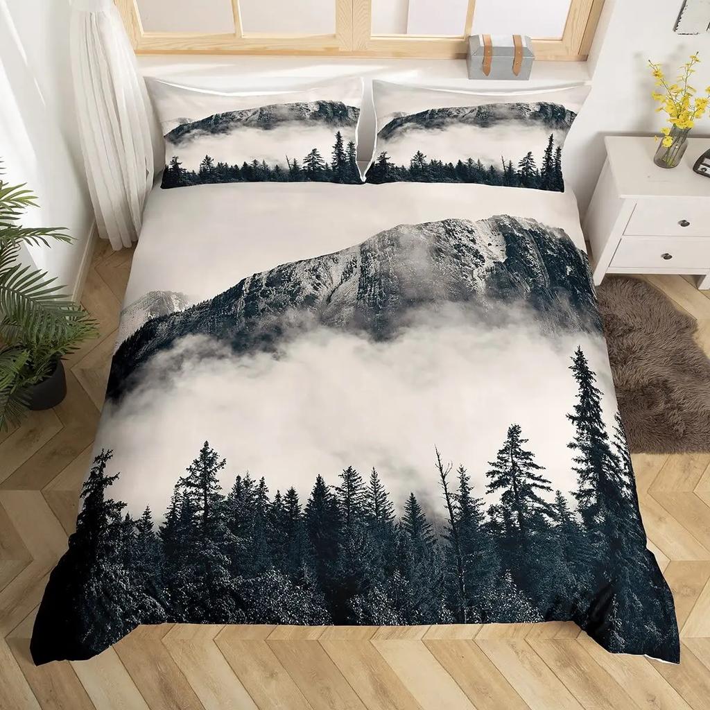 Комплект пододеяльника Snow Mountain Iceberg Sunrise Sunset Постельное белье Микрофибра Зима Природный пейзаж Пододеяльник Односпальный Кинг-сайз