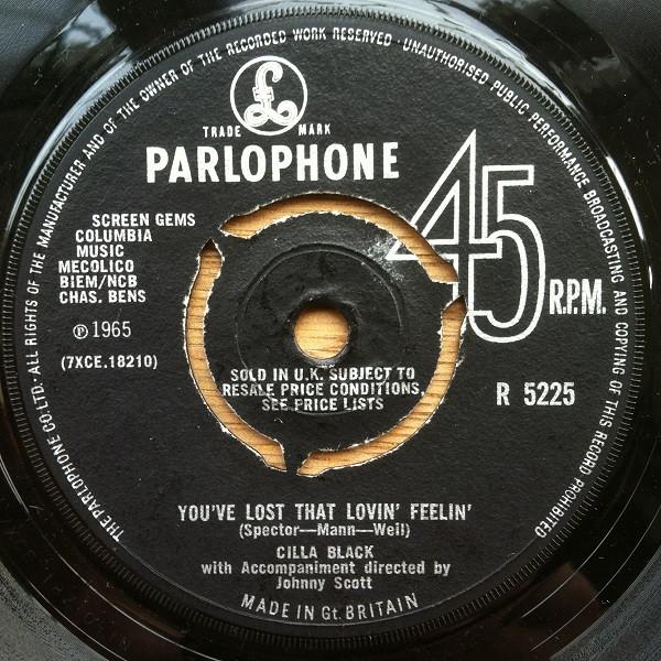 7-дюймовая пластинка СИЛЛА БЛЭК Youve Lost That Lovin Feelin R5225 PARLOPHONE 1965 Великобритания Поп Б/у