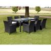 VidaXL Mobilier à dîner de jardin 9pcs et coussins Résine tressée Noir