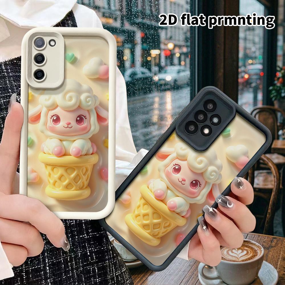 Чехол для телефона: 2D плоский дизайн, подходящий для защитного чехла Samsung Galaxy A34 A35 M05 M06 S20 S22 S21 FE Plus 5G, Мороженое Маленький Овечка, идеальный Рождест