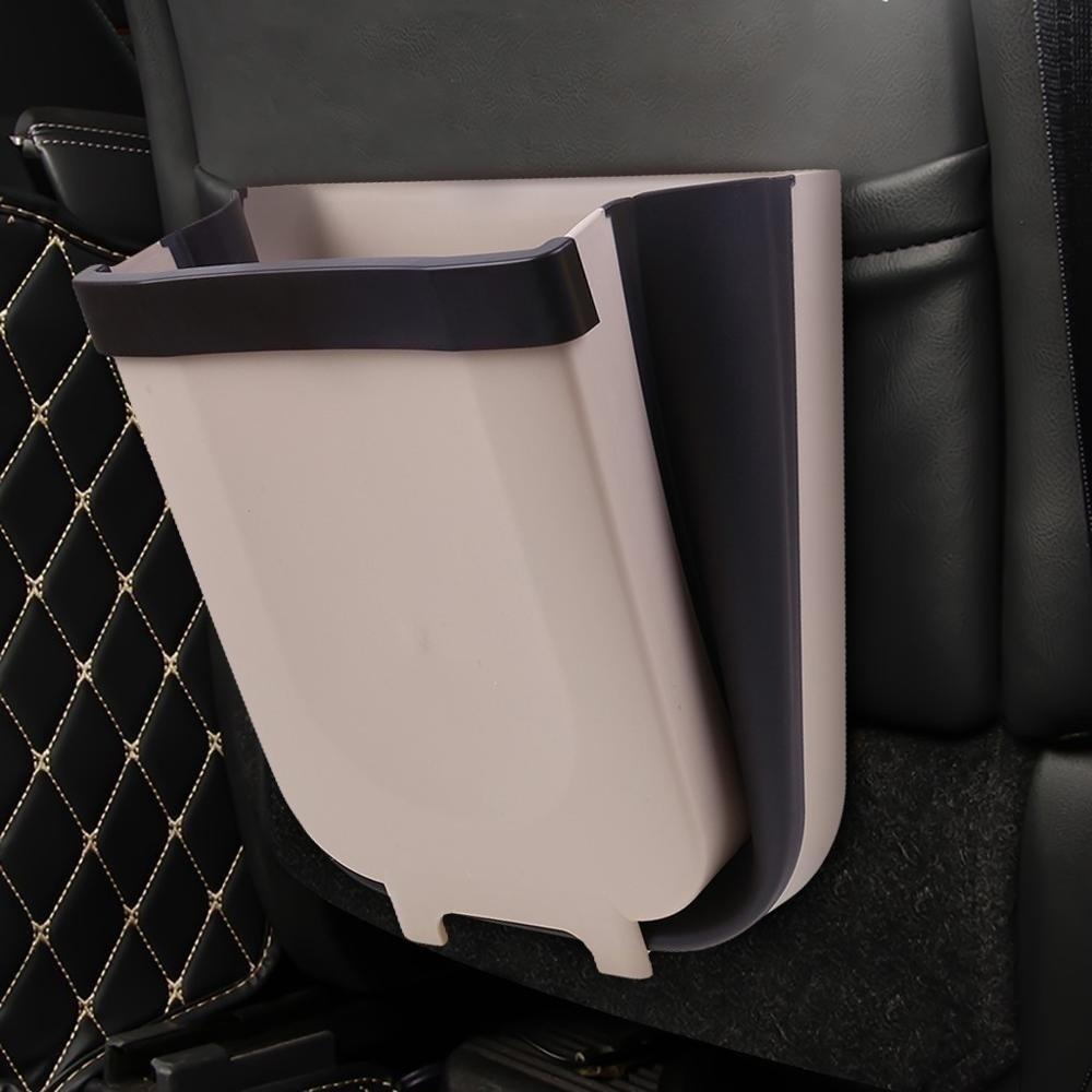 Folding Trash Can Kitchen Cabinet Door Hanging Waste Bin Wall Mounted Trashcan Space Saving Garbage Box for Bathroom Toilet Waste Storage(Size S/L)