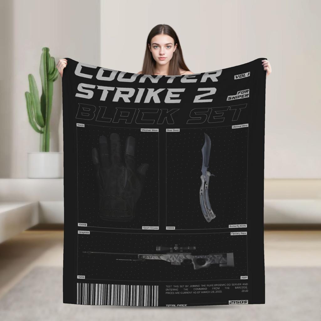 Counter Strike CS Go Fashion Blanket Shootting Game Art Plush Awesome Soft Throw Fashion Blanket for Home Textile Decor Outdoor