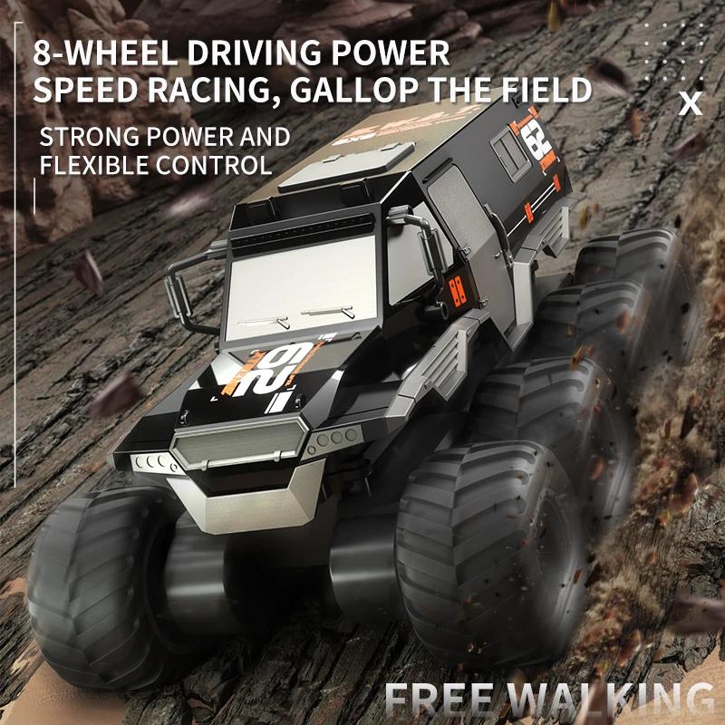 Радиоуправляемая машина 8x8 8WD Внедорожный амфибийный трюковой автомобиль 8-колесный скоростной гоночный грузовик Водонепроницаемый краулер 2.4G Машинки на радиоуправлении Игрушки
