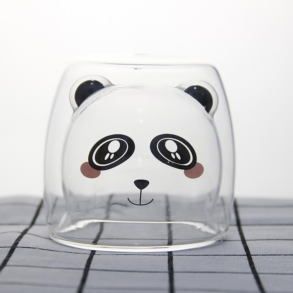 Prevent Scald Cartoon  Double Glass Milk Coffee Cup With Round Mouth