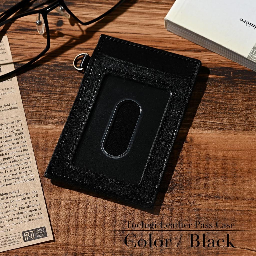 Tochigi Leather Pass Case Pass Case for Men Women Genuine Leather IC Card Thin Slim Compact Neck Hanging Brand Stylish Cute Simple Plain Present Gift