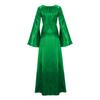 Elegant Dress Long-Sleeved Square-Neck Belted Irregular Dress Retro Clothing Halloween Cosplay Party Comfortable Dress