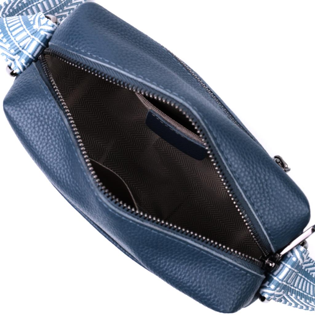 Trendy Bag with One Compartment for Stylish Women Made of Genuine Leather Vintage 22605 Blue